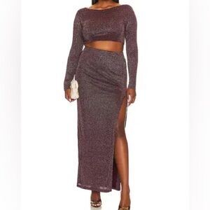 REMI X REVOLVE  Elegant Burgundy Women's Skirt SET SIZE OX